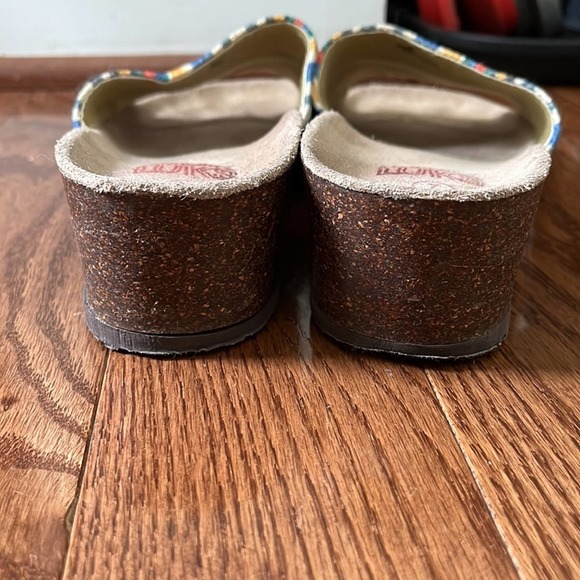 Muk Luks Lea Striped Canvas Slides Cork Wedge Size 7 - Picture 4 of 8